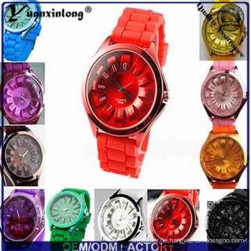 Yxl-265 Bunte Mode Frauen Weiche Silikon Uhren Band Zifferblatt Quarz Analog Armbanduhr Armbanduhr